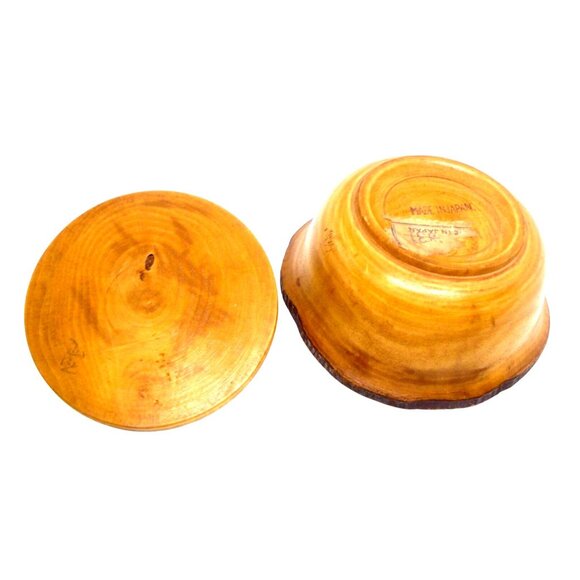 Vintage Handcrafted Wooden Lidded Bowl Saugatuck Mich Made in Japan Rustic Decor - Picture 4 of 4